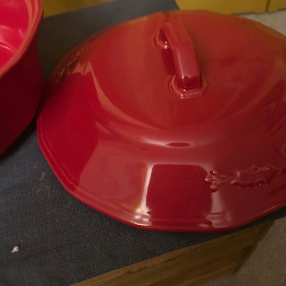 Vintage Red Casserole   4 QT no brand   freezer, oven,  microwave , dishwasher s - Picture 4 of 5